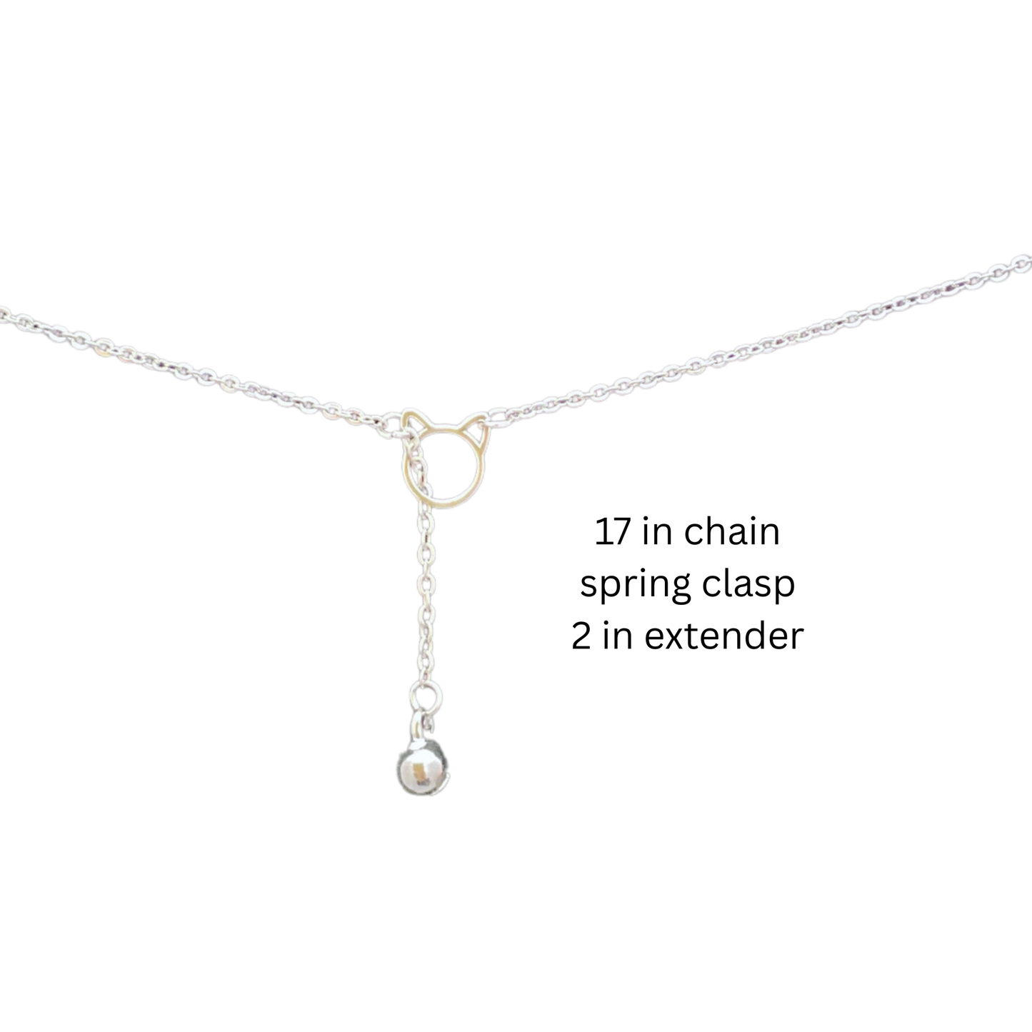 Lariat Cat Bell Necklace | Silver Plated