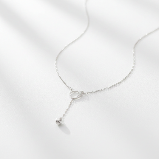 Lariat Cat Bell Necklace | Silver Plated