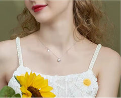 Sterling Silver Crystal Cat Head Necklace