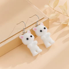 Calico Fuzzy Cat | Cat Earrings