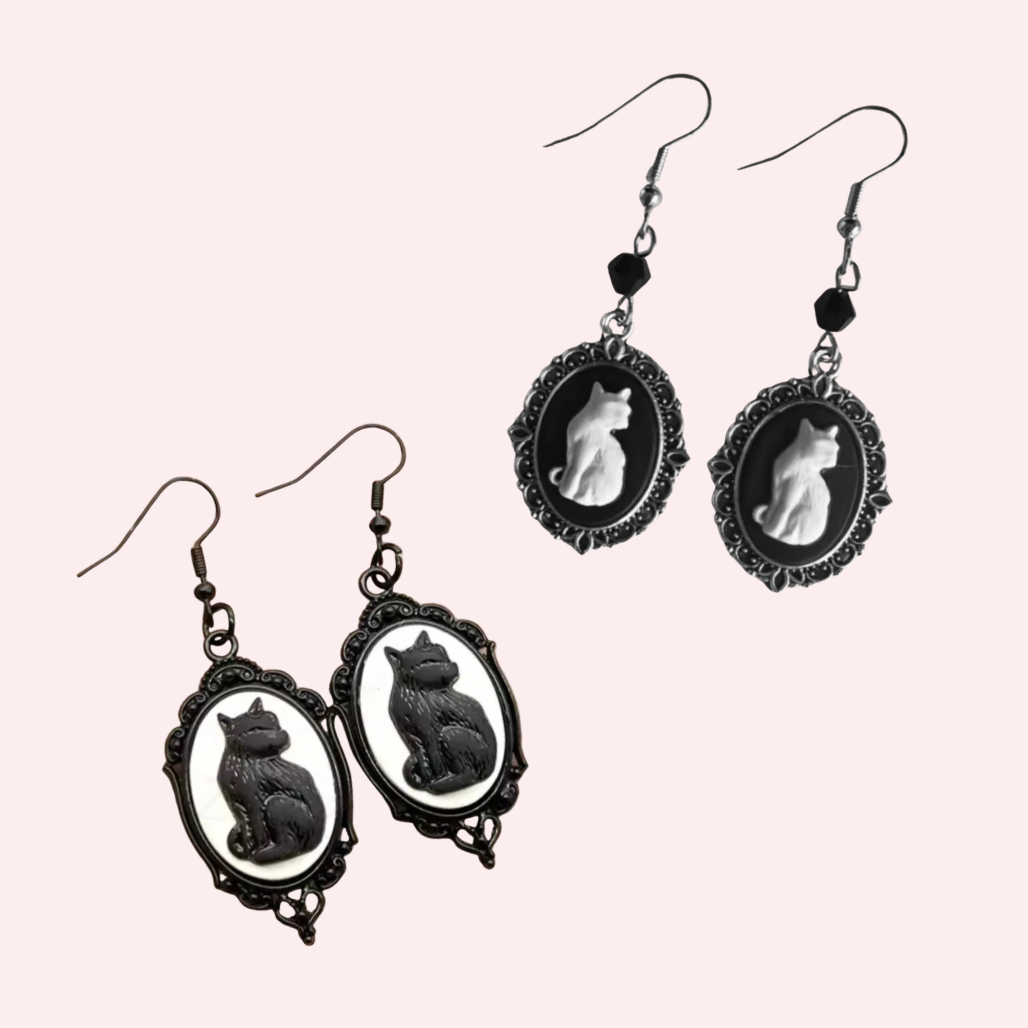 Cameo Cat Earrings