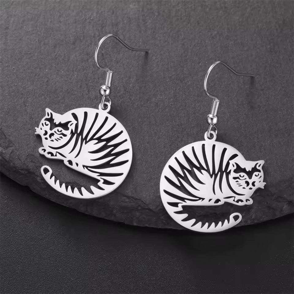 Cat Loaf Tiger Stripe Earrings
