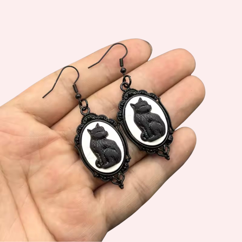 Cameo Cat Earrings