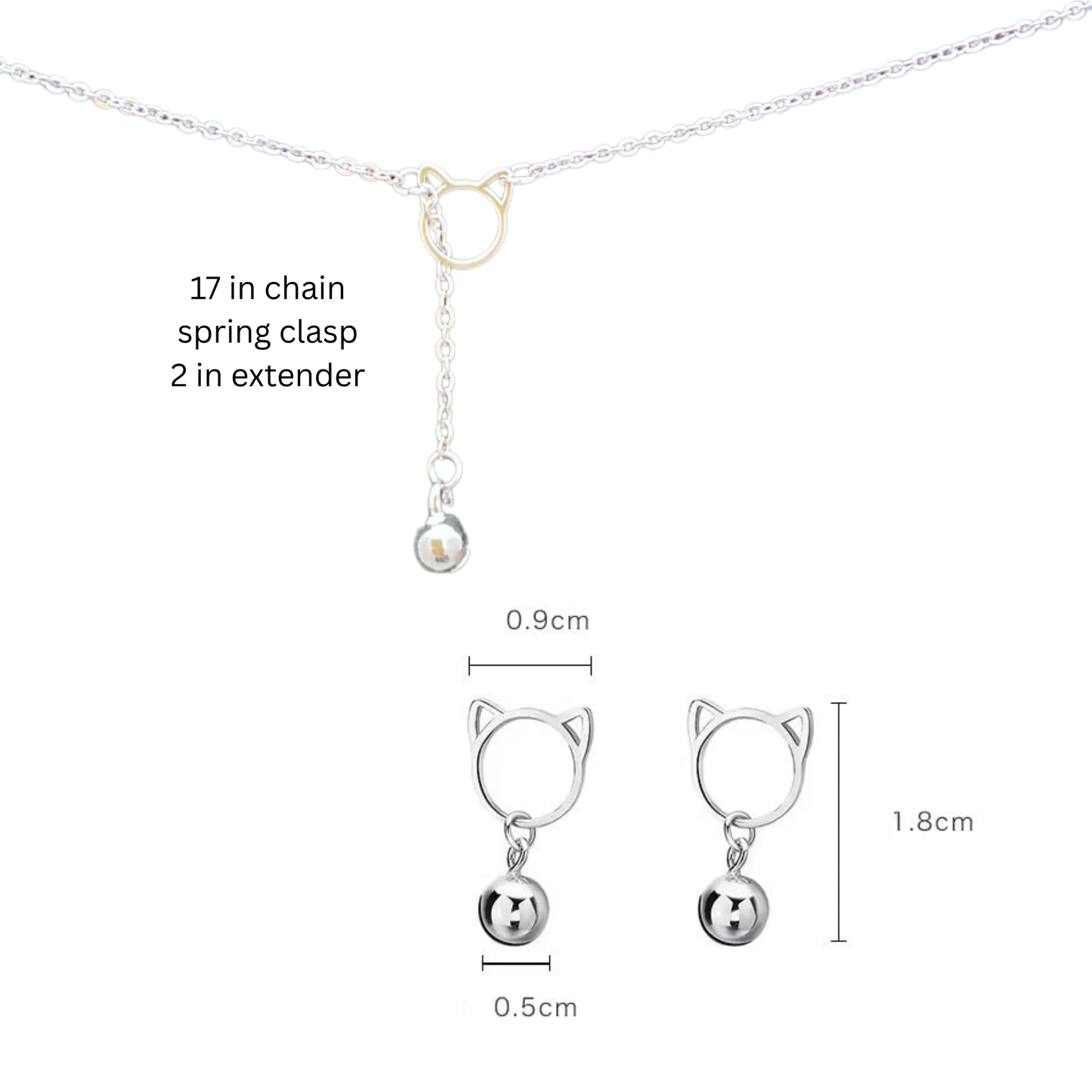 Lariat Necklace & Cat Head Earrings