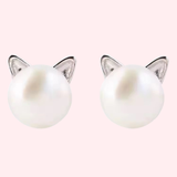 Dainty Sterling Silver Cat Ear Pearls