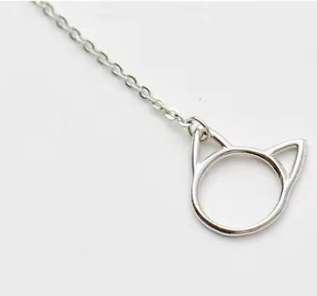 Lariat Cat Bell Necklace | Silver Plated