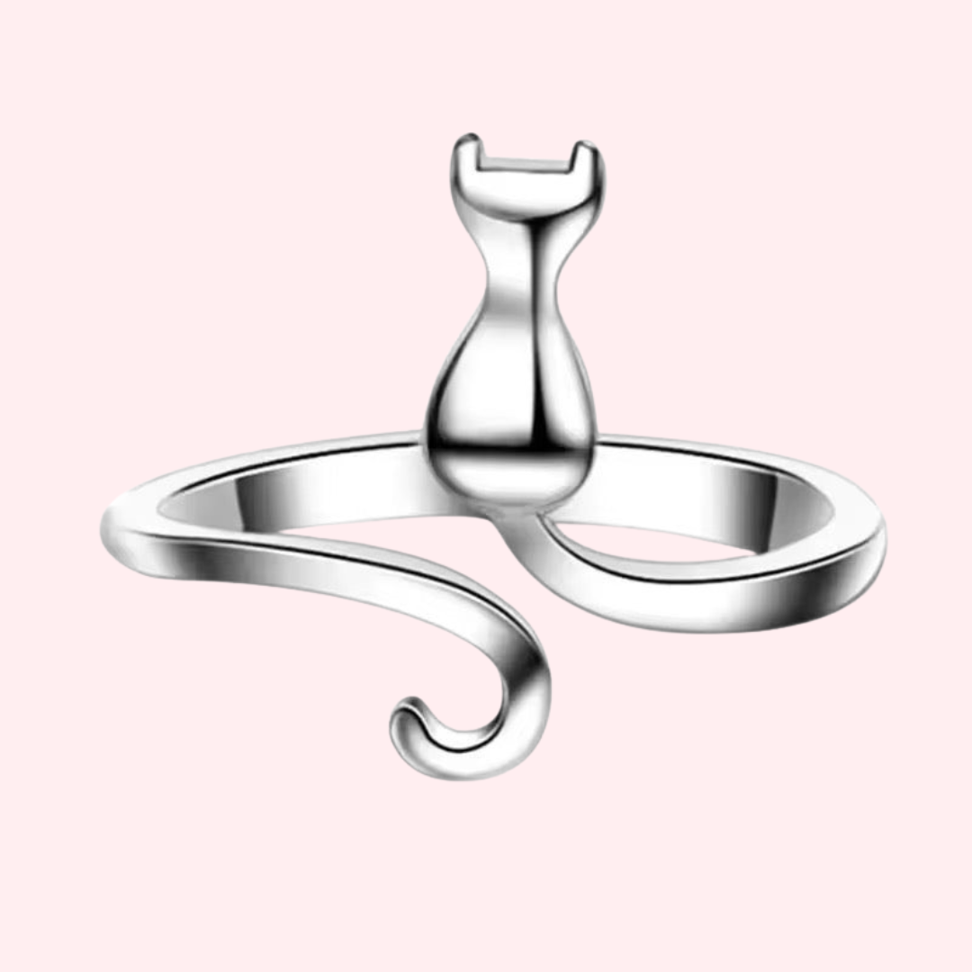 Delicate Sterling Silver Cat Ring