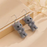 Calico Fuzzy Cat | Cat Earrings