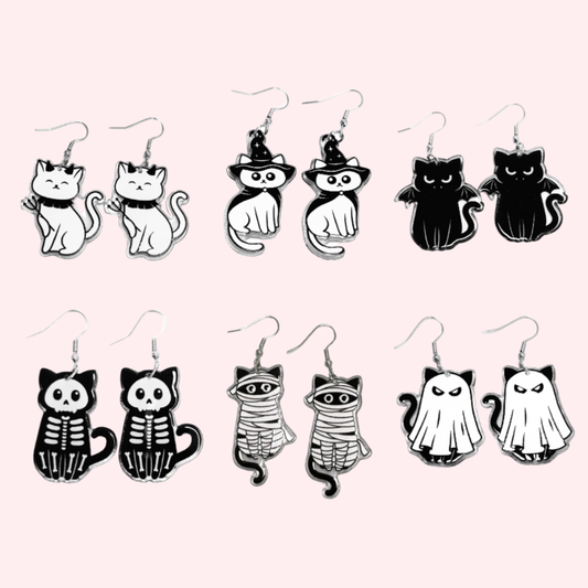 Cats in Spooky Costume Earrings
