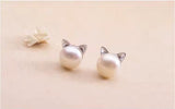 Dainty Sterling Silver Cat Ear Pearls