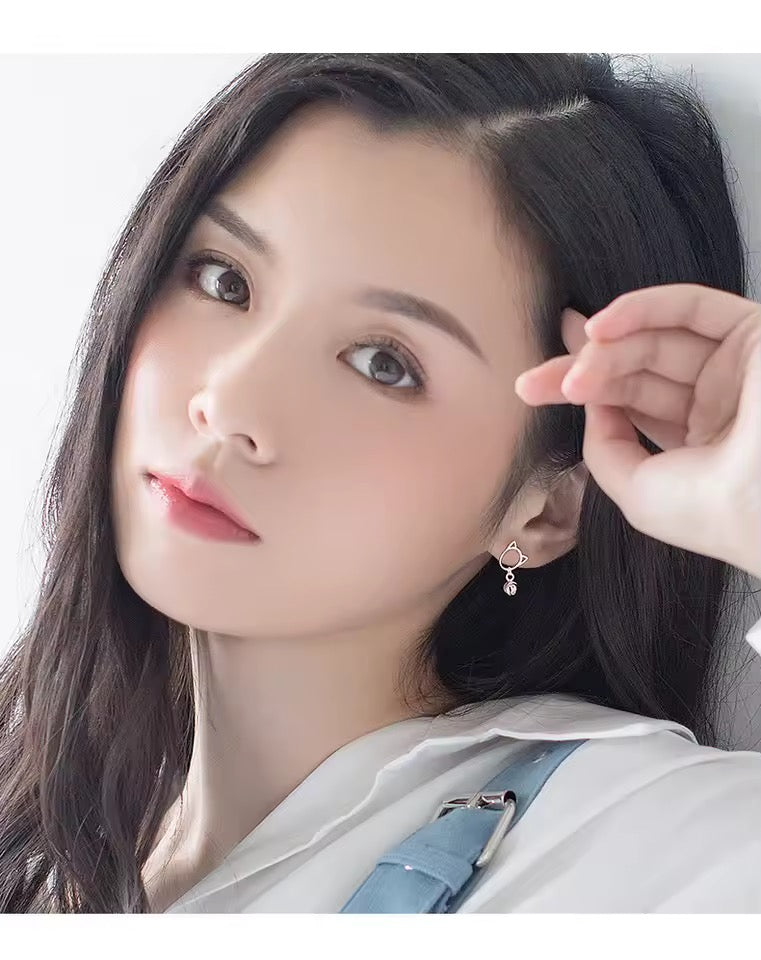 Lariat Necklace & Cat Head Earrings